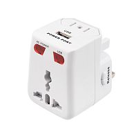 Адаптер сетевой Rexant "Путешественник" с розет. и с USB (ACGI)  белый  картинка 